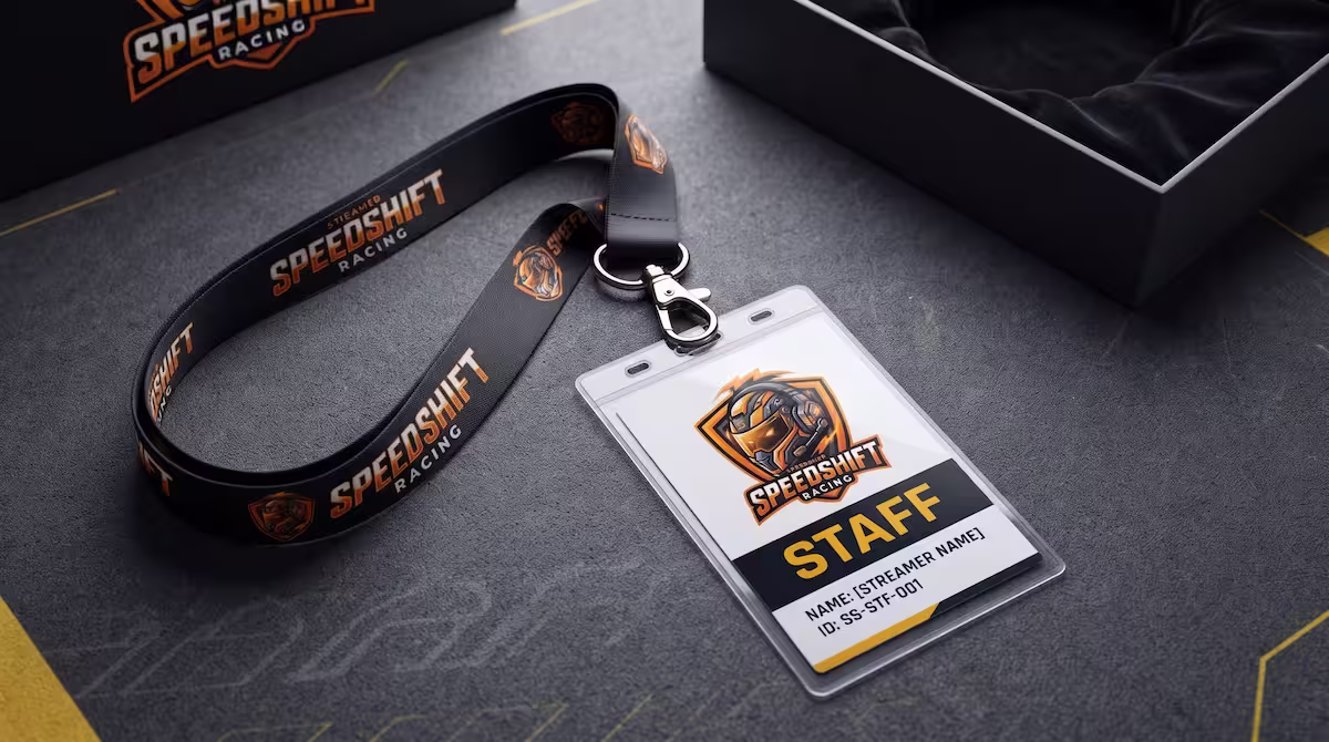 Ilustración conceptual de lanyard y kit de evento
